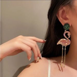 Flamingo Tassel Earrings Brand New